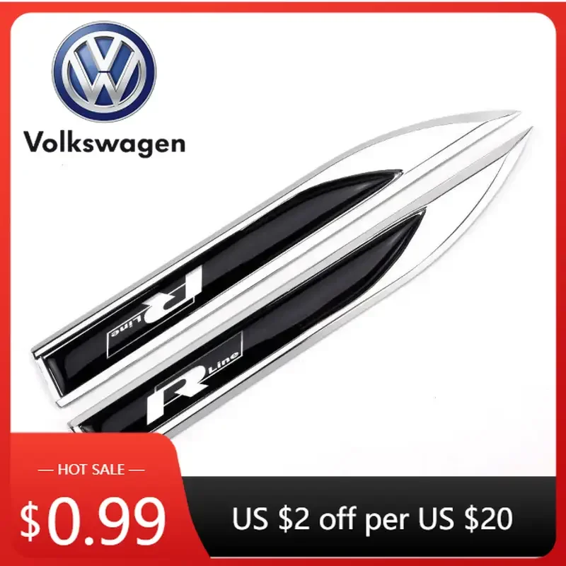 

2026 Hot VOLKSWAGEN 1 Pair 3D Metal Epoxy Badge Car Sticker Accessories Fender Emblem Sticker For Volkswagen VW Polo Golf 6 Pass