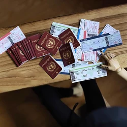 1PC 1/3 1/4 Size Dollhosue Mini Simulation Passport Air Ticket Model For Doll House Decor Kids Pretend Play Toys