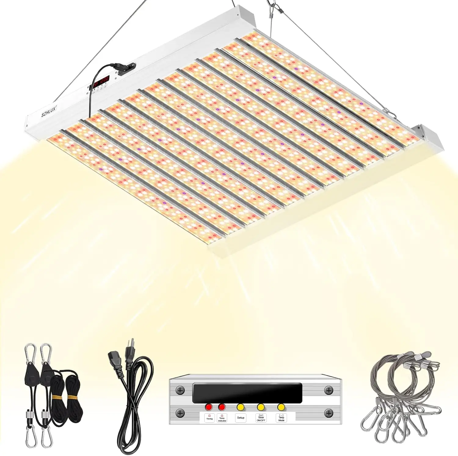 

500W Full Spectrum LED Grow Light with Timer & Temp Control for Indoor Plants, Covers 4x4/5x5ft, High Efficiency