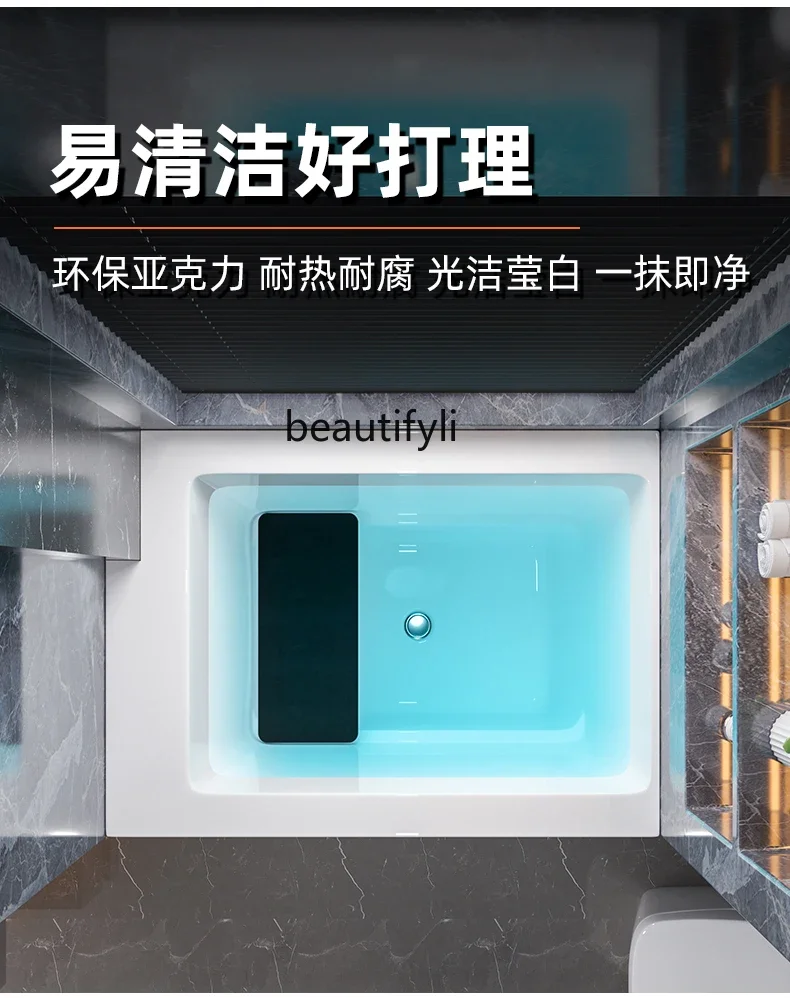 

GG Acrylic household corner cutting size custom widened square fit wall deep soaking tub