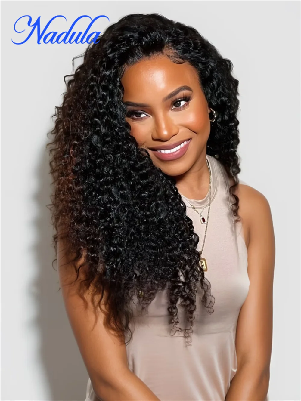 

Nadula Hair 5x5 HD BlendAway Glueless Lace Closure Jerry Curly Human Hair Wig With Bleached Knots Match All Skin Put On And Go