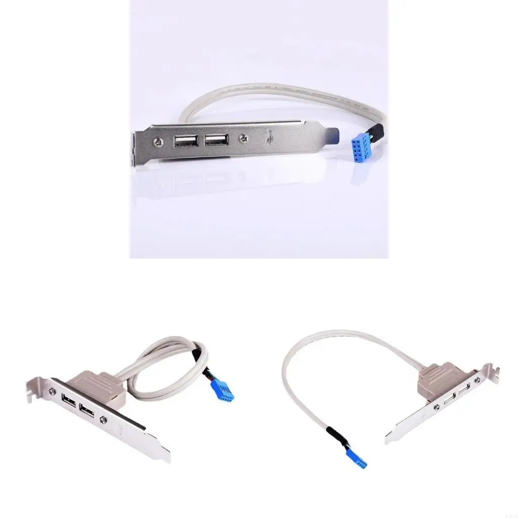 F42D Computer for Case Female Back Panel PCI Baffle USB 2.0 9pin Cable 2-port USB 2.0