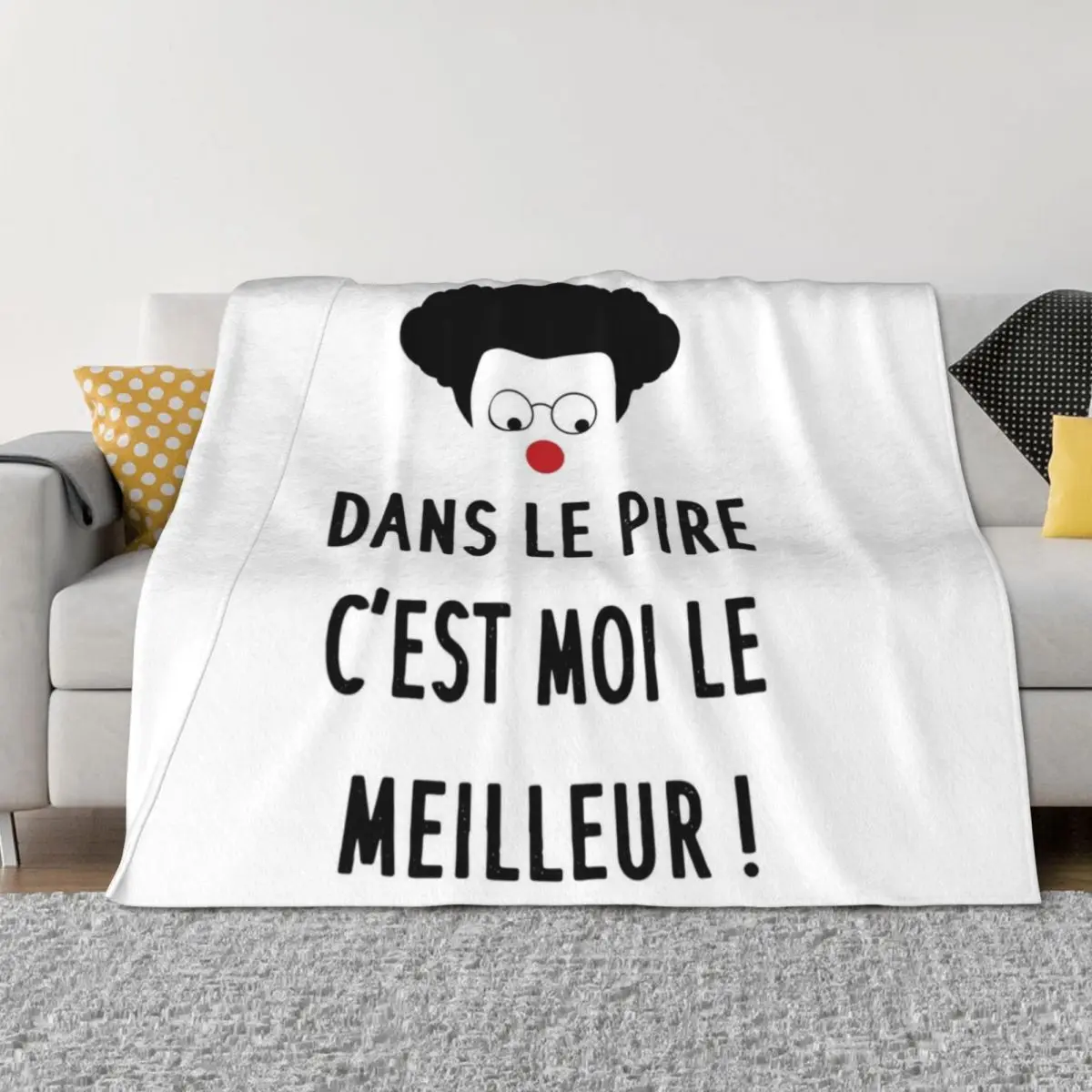 

Coluche - At worst, I'm the best! Comic humor quote Throw Blanket Weighted Shaggy Decorative Beds Vintage Blankets