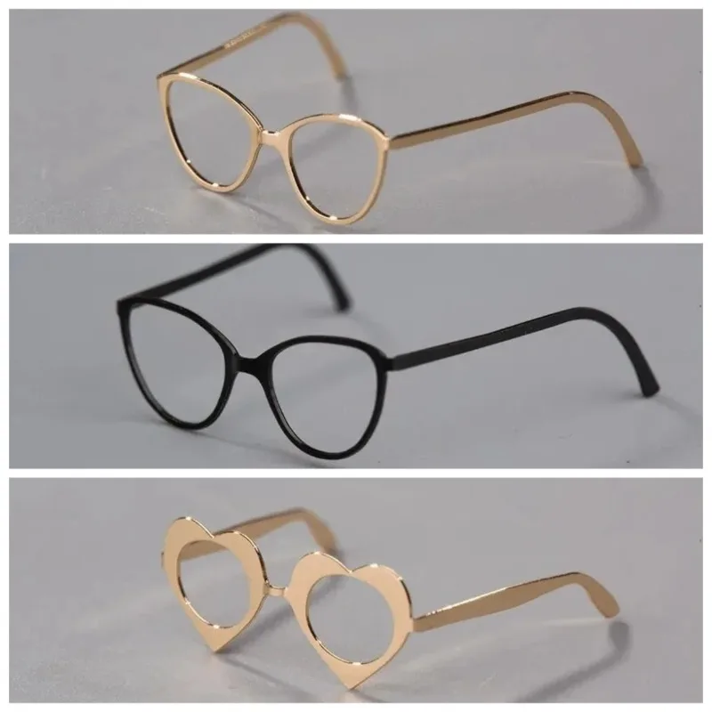 Óculos femininos/masculinos, escala 1/6, hipster, armação preta, vidro rosa, dourado, modelo adequado para figuras de ação de 12 polegadas, corpo de boneca