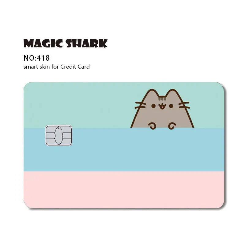 Étui en PVC 256 pour carte de crédit à petite puce, dessin animé mignon, chat, jeu, drôle, chocolat, film autocollant