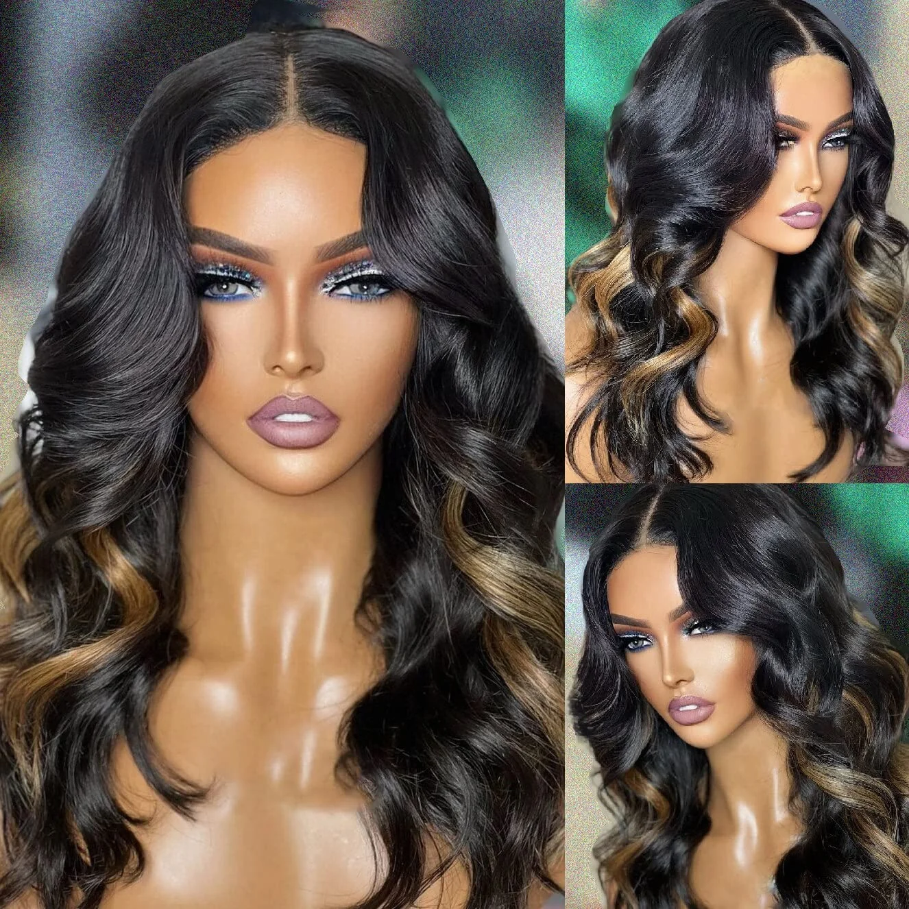 

Highlight Body Wave 13x4 Silk Top Lace Frontal Human Hair Wigs Colored Ombre Honey Blonde Silk Base Wig For Women Pre Plucked