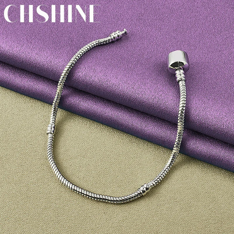 CHSHINE 925 Sterling Silver Snake Chain Bracelet For Women Wedding Party Fashion Charm Jewelry Hat Buckle Chain 20CM 8inches