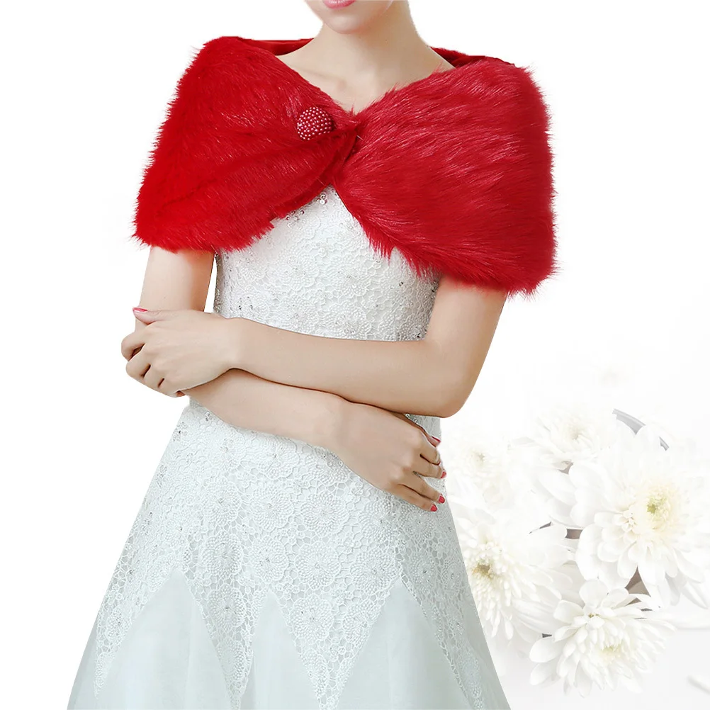شال دافئ للنساء العروس شال شتوي خفيف الوزن من ألياف الأكريليك كيب أحمر أنيق لحفلات الزفاف موضة حفلات الزفاف والحفلات الراقصة