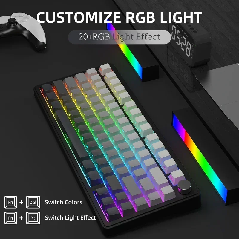 ATTACK SHARK X85  mechanical keyboard,Bluetooth-Compatible 2.4GHz,tri-mode,RGB Effects,metal knobs,full-key hot-swap, or PC Lapt