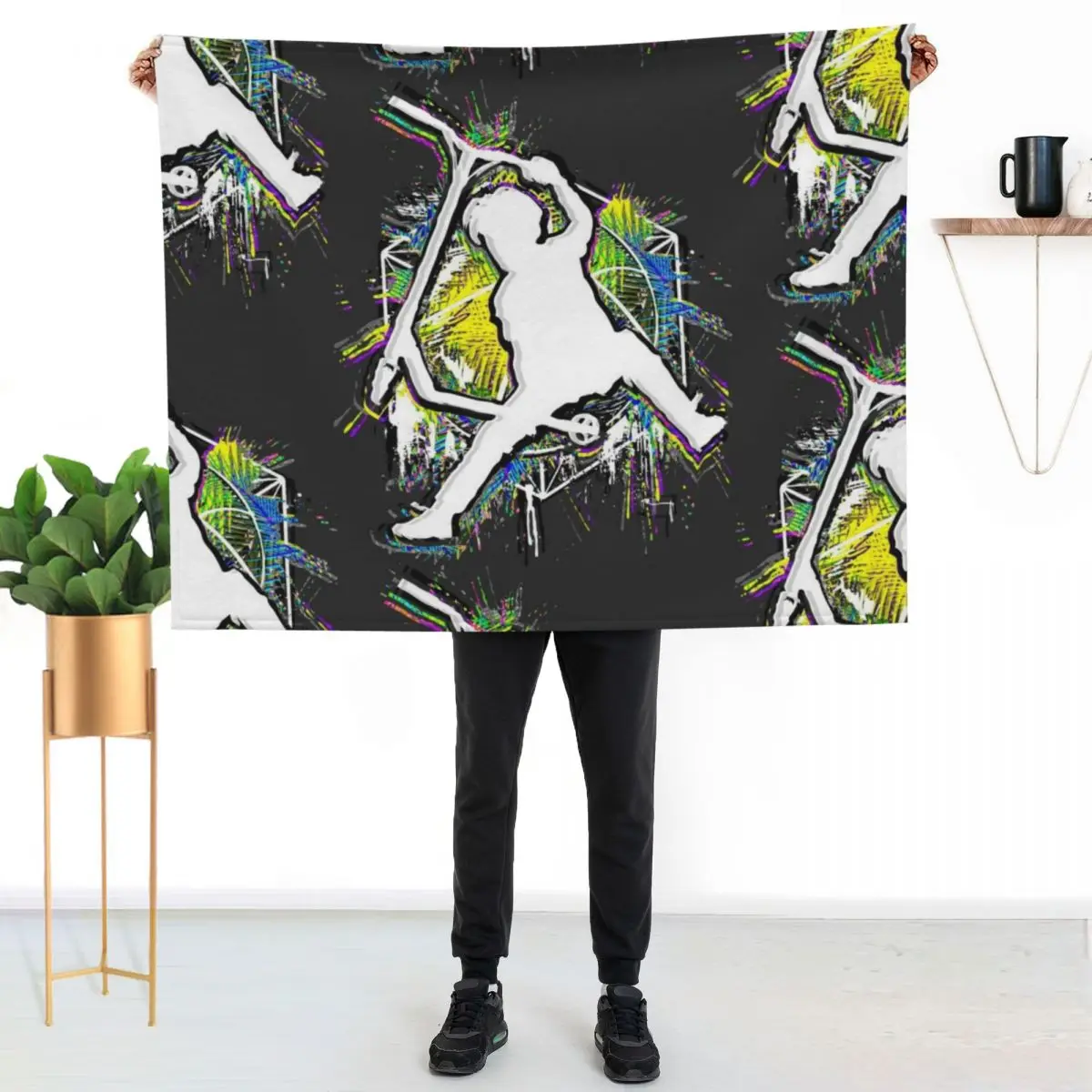 Colorful Scooter - Stuntscooter - Kick Stunt Scooter V2 Throw Blanket Vintage Beach Flannel Fabric Designers Blankets