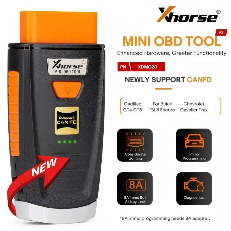 الإصدار الجديد من أداة Xhorse VVDI MINI Obd V2 تدعم برمجة CAN FD IMMO تعمل مع تطبيق VVDI MAX Xhorse
