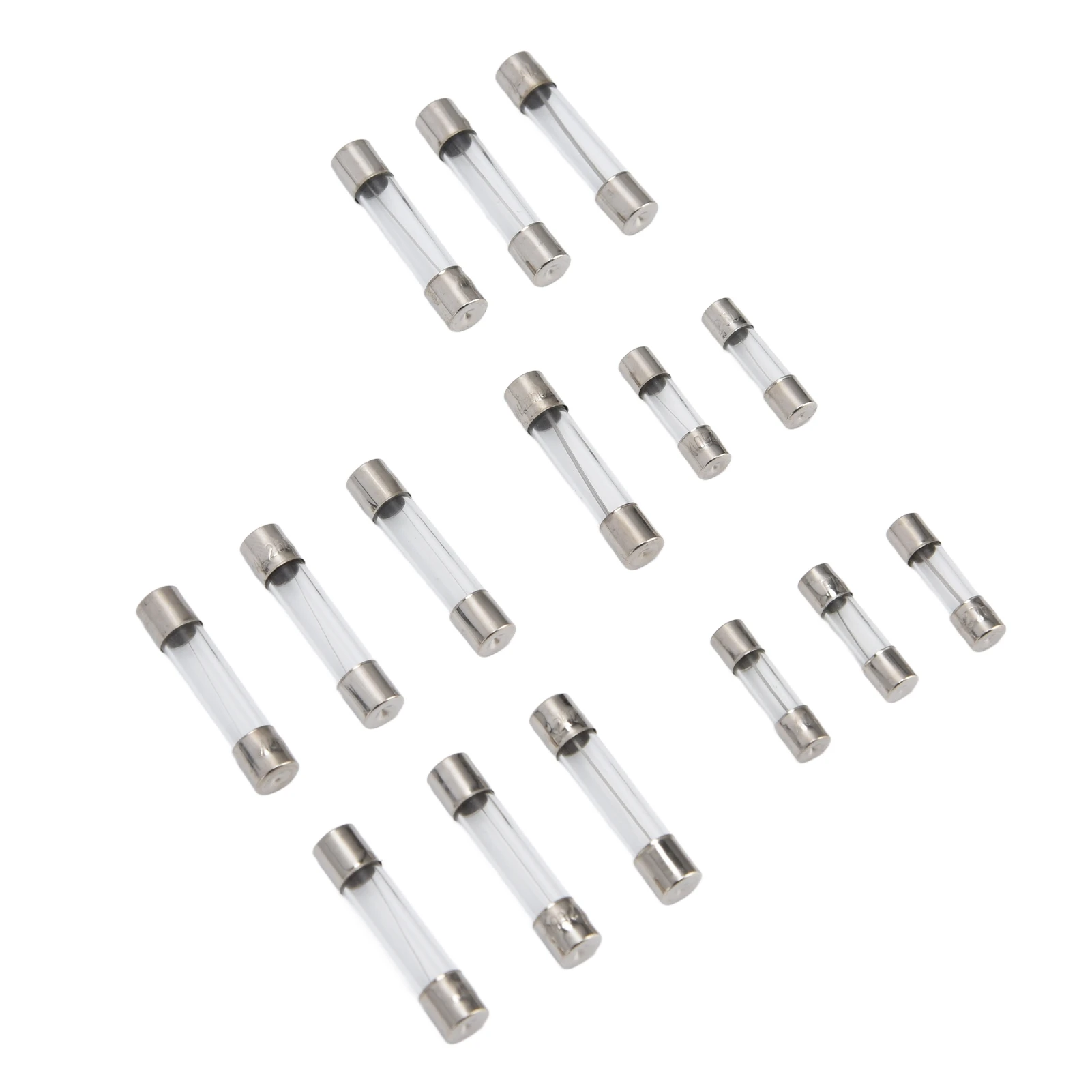 250Pcs Glass Fuse Boxed Car Fast Blow Tube Assortment Kit 15 Kinds of Specifications 1‑20A 250V