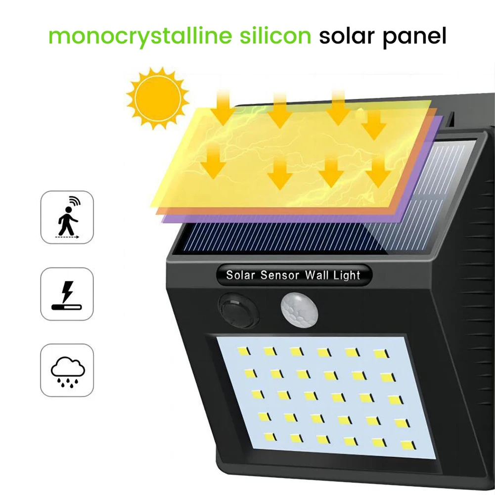 Luces de seguridad solares con Sensor de movimiento inalámbrico para exteriores, luces de seguridad impermeables IP65, 3 modos, luces de pared LED ultrabrillantes