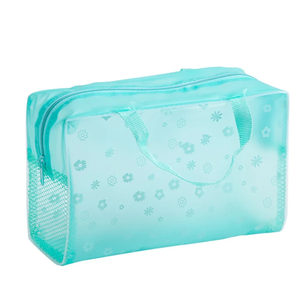 1pc Floral Waterproof Cosmetic Bag Toiletries Bath Product Travel PVC Translucent Storage Bag Random Color Home Storage Bag