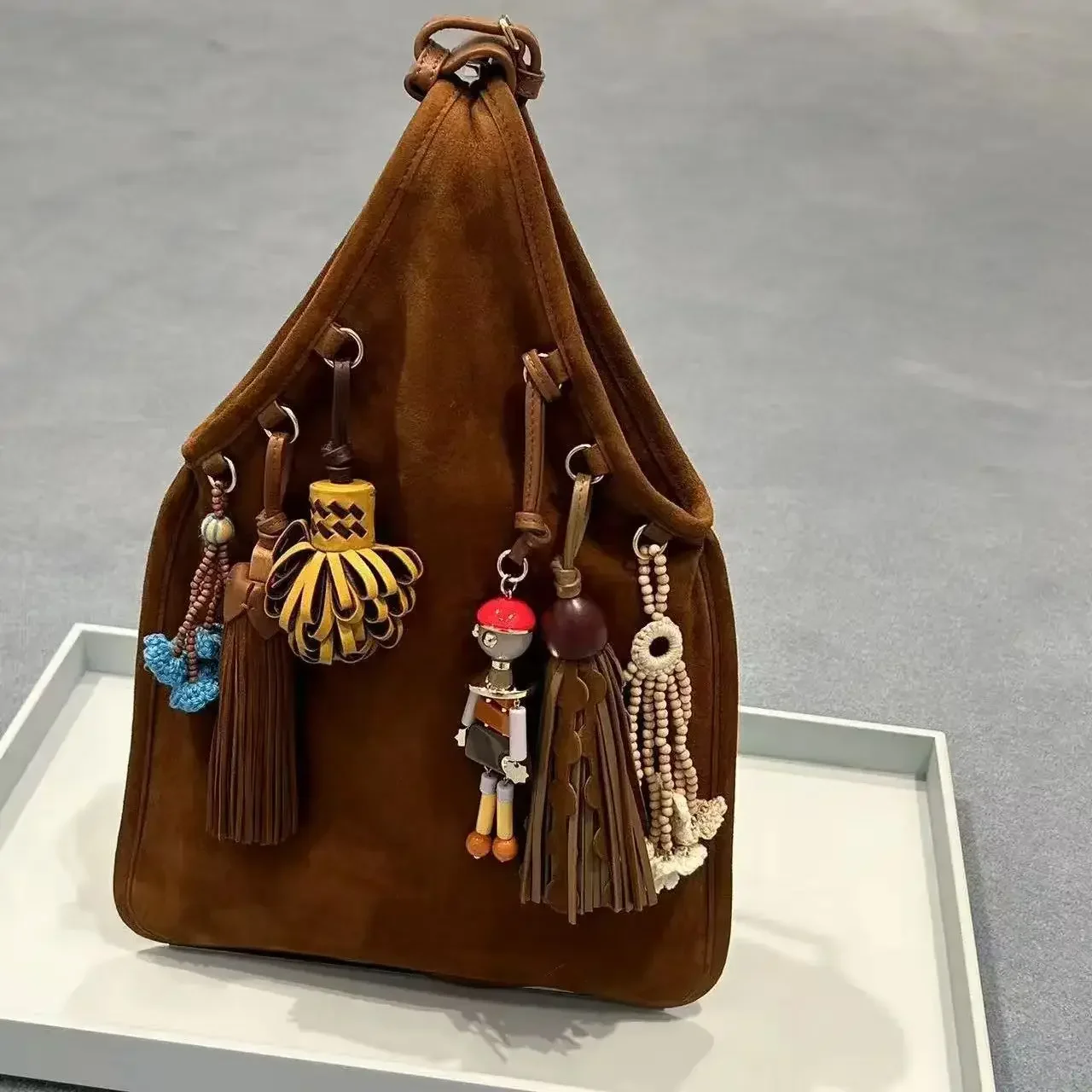 

2025 New Summer Genuine Leather Fringe Bag Boho Style Unique Design Goat Skin Pendant Bag