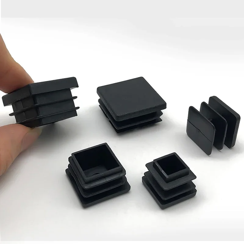 Black Square/Round/Rectangular Plastic Black Blanking End Cap Tube Pipe Insert Plug Bung Furniture Accessories 15-120mm