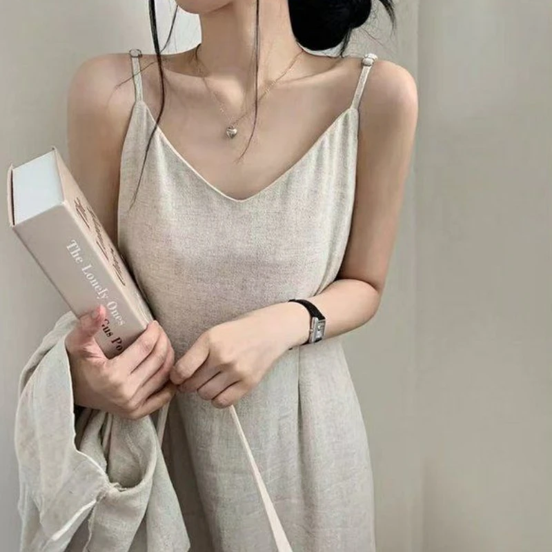 Two Piece Sets Women Korean Style Retro Cropped Shirts Outerwear Simple Baggy Tender Sleeveless Elegant Feminine Long Dresses