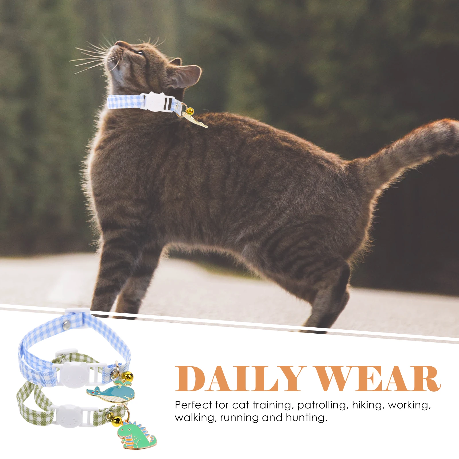 

2 Pcs Cat Collar Pendant Skin-friendly Luxury Bell The Dog Hunting Neck Cotton Polyester Charm Adjustable