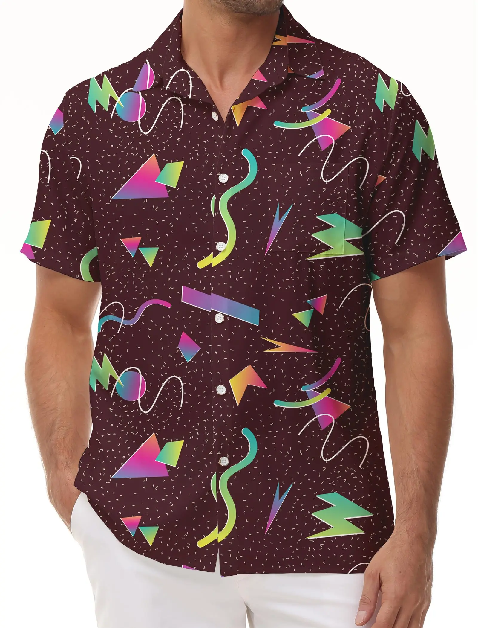 

KYKU костюм 80-х годов одежда 90-х годов гавайская рубашка для мужчин рубашки на пуговицах с коротким рукавом ретро дискотека наряды