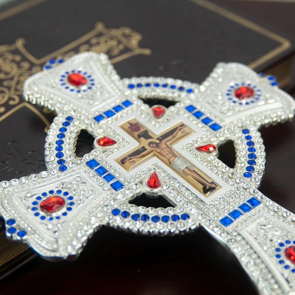 Orthodox handheld cross, prayer cross, church ritual supplies, alloy material cross, Jesus cross