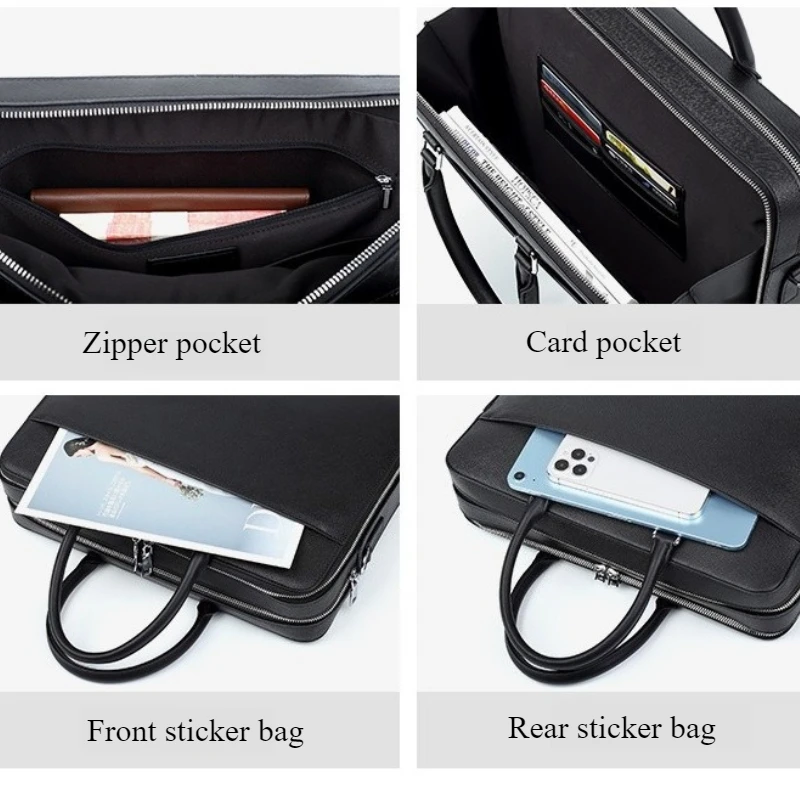 Mode Heren Aktetas Trendy Grote Capaciteit Zakelijke Messenger Bags MenCommuter Multifunctionele Heren Handtas Lederen Laptoptas