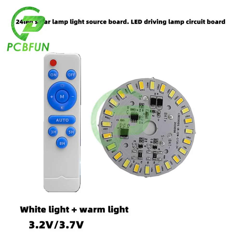 3.2V 3.7V Solar Light Board LED Panel Ceiling Light 12W Circle Shaped LED Lamp Plate with Remote Control Home Decoration