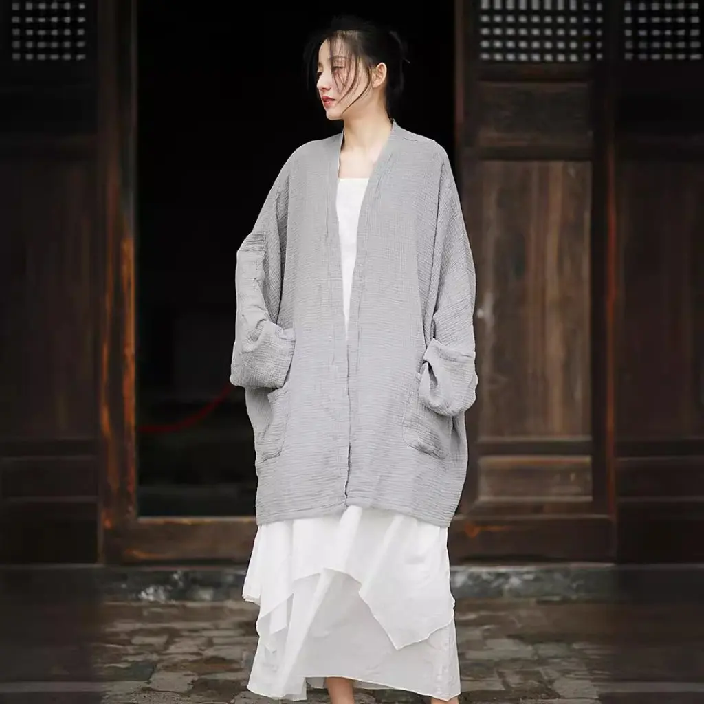 

Chinese Zen Cool Loose Large Cardigan Women's Comfortable Outer in 4 Colors Spring Autumn Fashion Casual Style