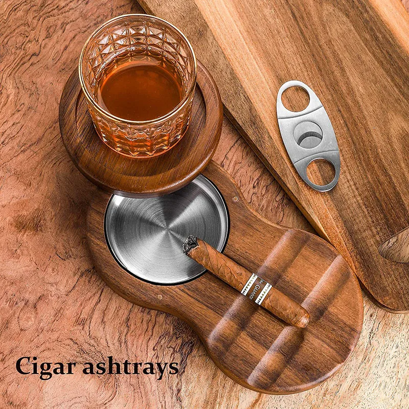 Wooden Cigar Ashtray, Cigarette Ashtray, Whiskey Holder, Home Decoration, Wine Glass Holder, Cigarette Rack, Ashtray Accessories