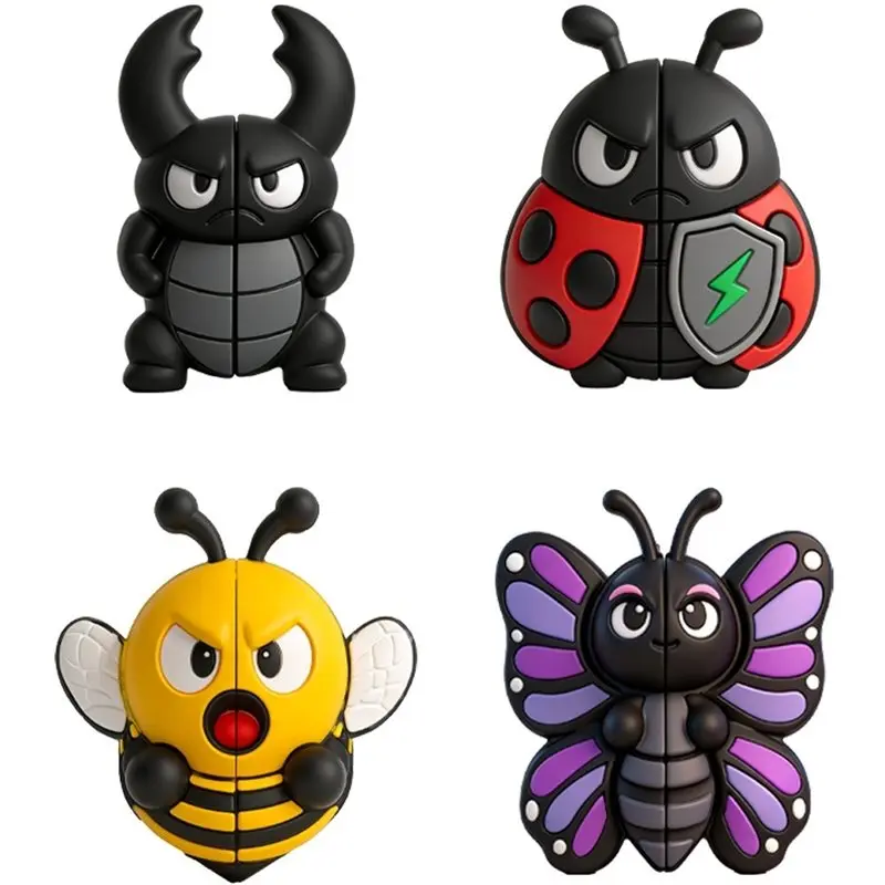 A98M Car Door Edge Protector 4Pcs 3D Insect Design Anti-Collision Gel Fun Cartoon For Your Vehicle Protection