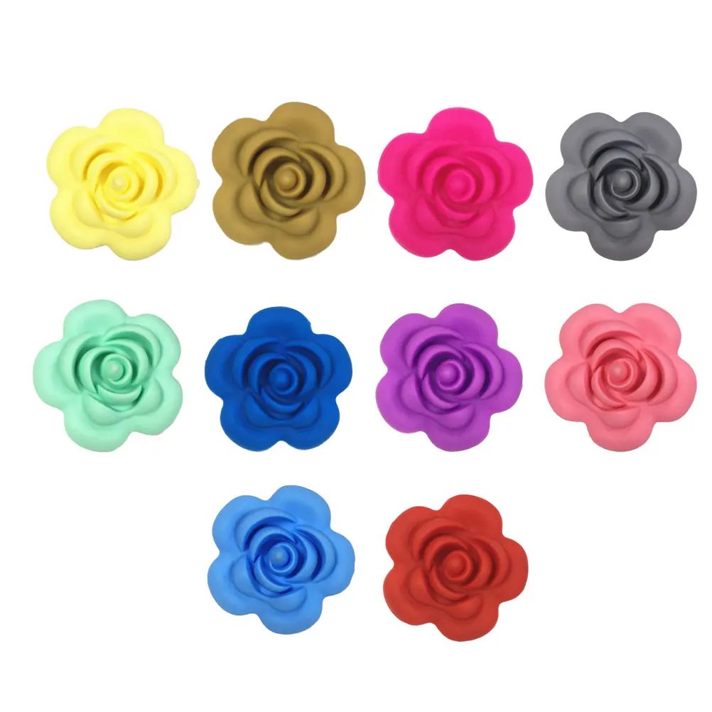 

10 Pcs Baby Pacifier Teething Toy Soother Silicone Beads Infant Molar Guard Safe Durable Food Grade Cute Rose Design