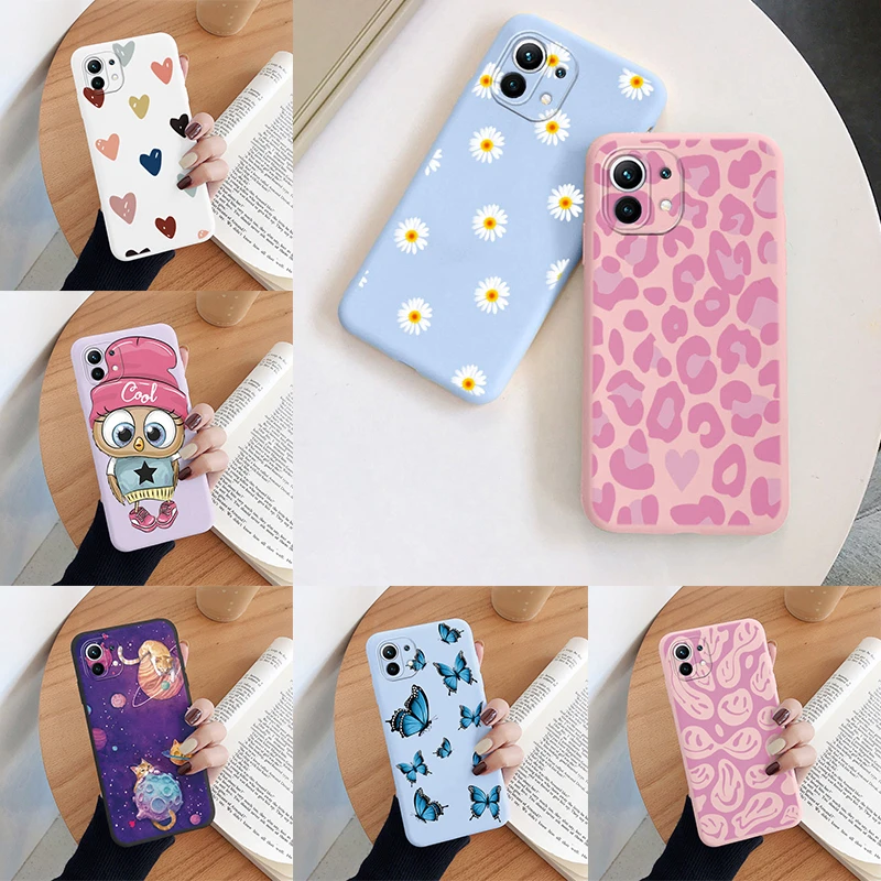 For Xiaomi Mi 11 Lite 5G NE Case Colorful Face Heart Soft TPU Funda Shockproof Bumper Phone Cover For Xiaomi 11 Lite Butterfly