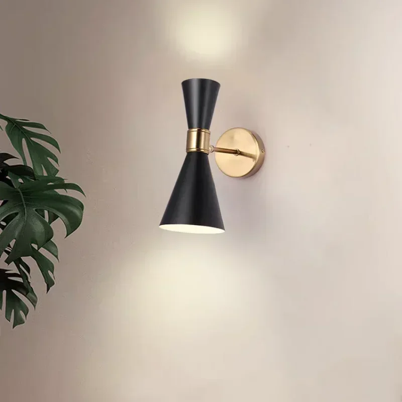 

Nordic Wall Light Lamp Modern Black White LED Up Down for Room Bedroom Iron Art Adjustable Plating E27 Base Head Sconce Fixture