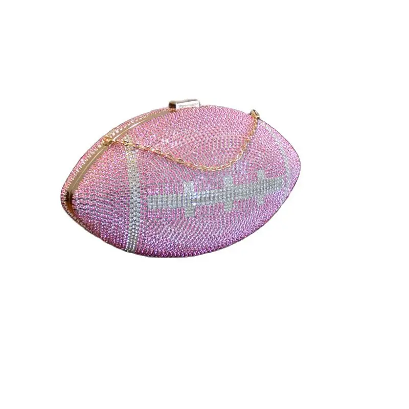 

Pink Handbag Diamond-inlaid Banquet Bag Female Crossbody Bag Football Rhinestone Hand Bag Banquet Bag Shoulder Bag Birthday Gift