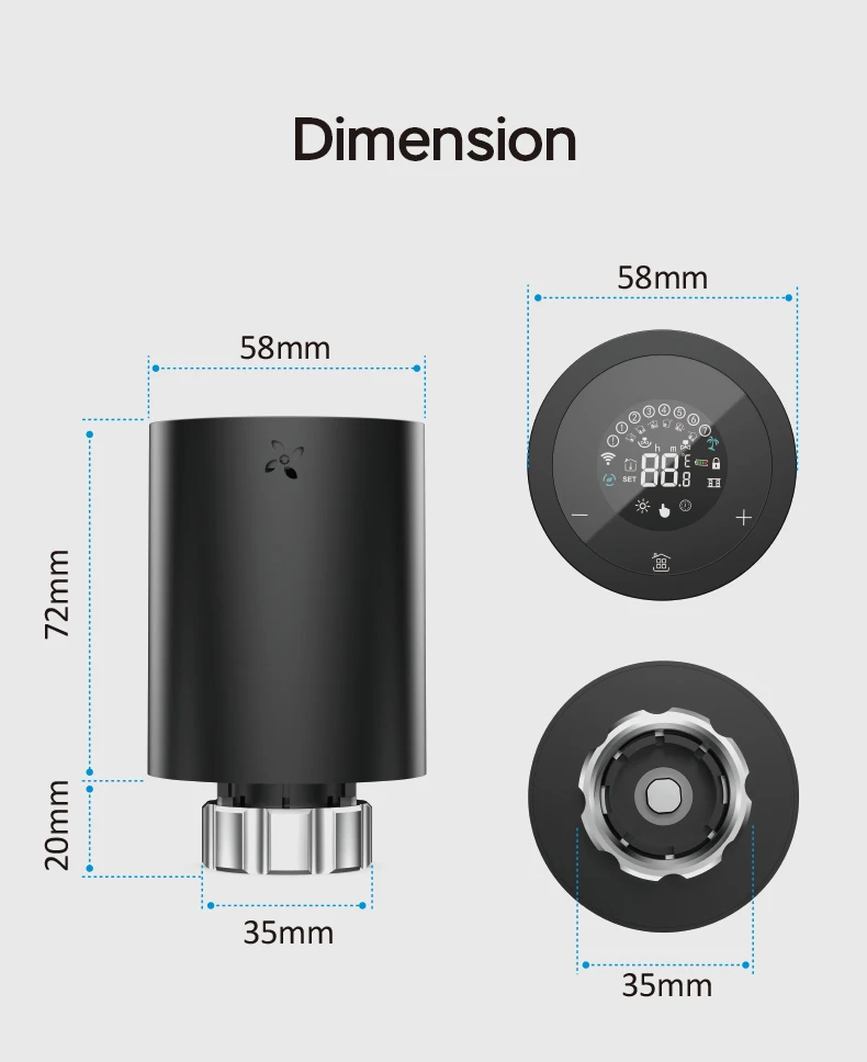 LCD Touch Screen Zigbee Intelligent Radiator Actuator App Control Thermostatic Radiator Valve Temperature Controller