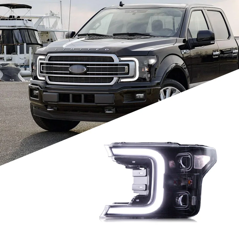 Suitable for Ford F150 SVT RAPTOR 2018-2019 headlight assembly modified LED daytime running lights double lens xenon headlights