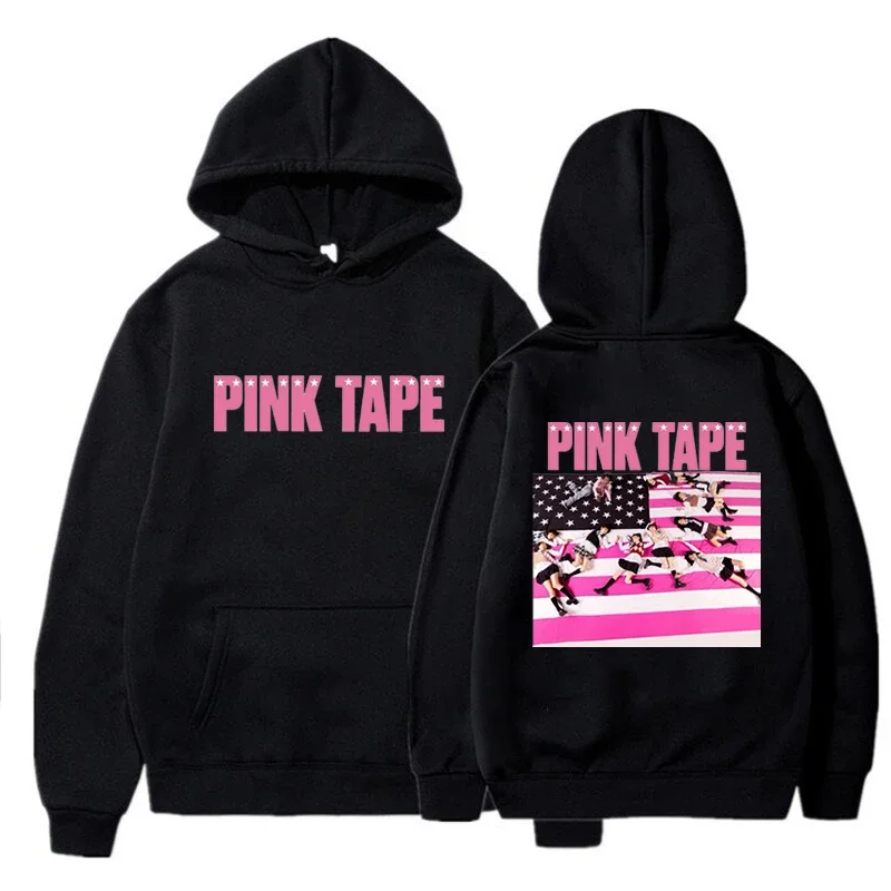 Singer Lil Uzi Vert Hoodie Concert Tour Graphic Pink Tape Print Sweatshirts Men Women Universal Hip Hop Street Style