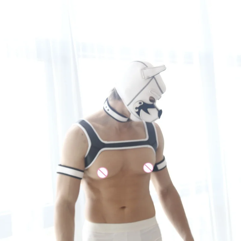 Costume de cosplay sexy en latex pour hommes et femmes, bouche ouverte, trou, chien, équipement de sauna, masque fétiche intégral, capuche pour Halloween, fête de jeu de rôle