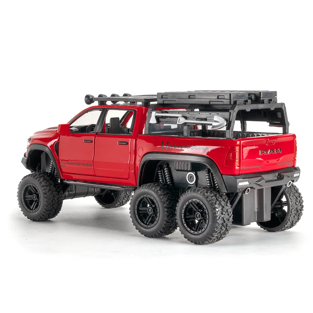 1:32 RAM 1500 TRX 6X6 Tyrannosaurus Rex Picku Alloy Car Model Sound and Light Children\'s Toy Collectibles Birthday gift