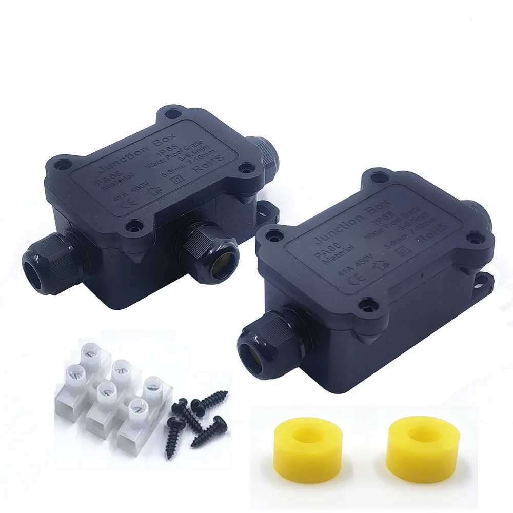 IP68 Waterproof Junction Box 2/3 Way Outdoor Cable Connector, Electrical Box with Wire Connectors for Garden Landscape Lighting