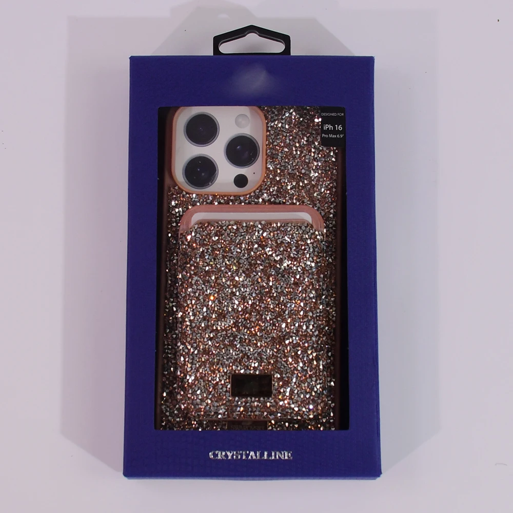 

Luxury Rhinestone Phone Case For Apple Iphone 16 Pro Max 15 14 Plus 13 12 Glitter Crystalline Magsafe Card Case Shockproof Cover