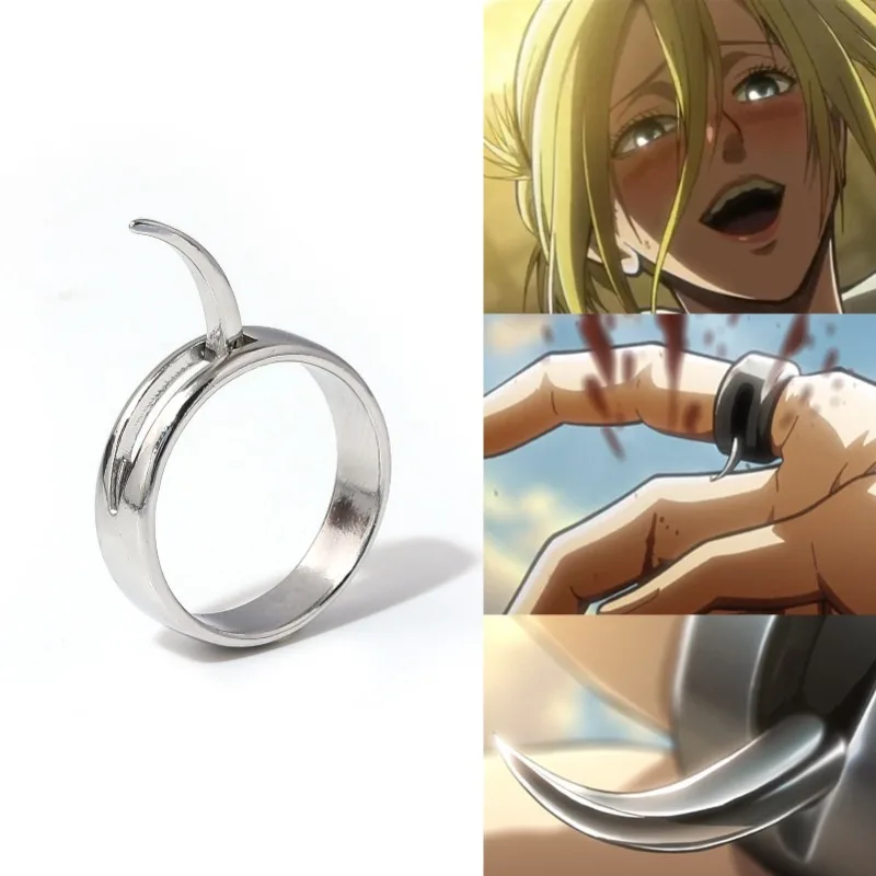 Anime Peripheral Fashion Metal Rings Annie Leonhart Shapeshift Rings Personalized Shrinkable Spikes Cosplay Jewelry Fans Gifts