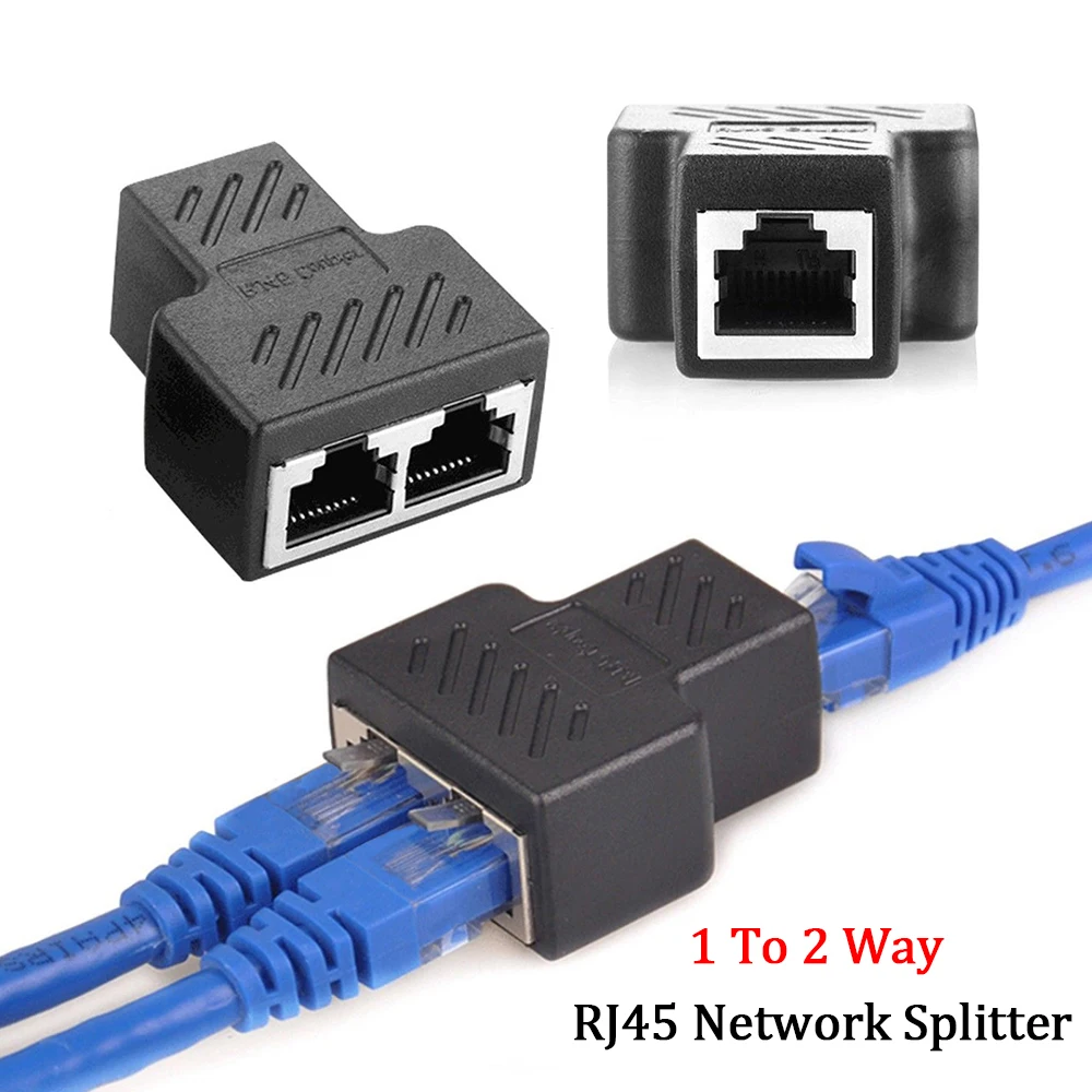 1pc Practical RJ45 Network Splitter Adapter Port CAT5/6 LAN Ethernet Cable High Performance 1 To 2 Ways Dual Female Switching