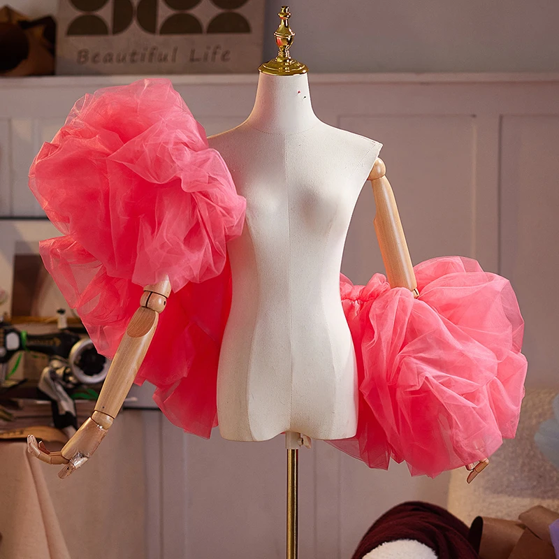 

Ruffle Prom Evening Dress Shawl Wrap Hand Sleeves Cape Wedding Dress Cover Up Catwalk Show Performance Wrap Diy Accessories