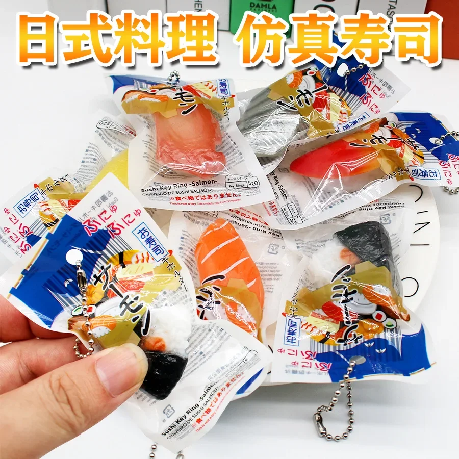 Cute Gashapon Candy Toy Figure Anime Miniature Simulated Japanese Cuisine Sushi Salmon Food Keychain Bag Model Capsule Toys