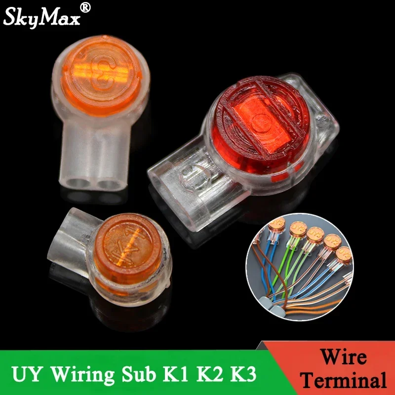 30/50/100pcs UY Wiring Sub Network Cable Wiring Sub K1 K2 K3 Connector Waterproof Wiring Network Cable Telephone Line Terminal