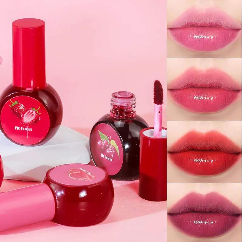 Fruit Juice Red Lip Tint Mirror Water Light Liquid Blush Moisturizing Sexy Lip Gloss Cheek Makeup Long Lasting Color Cosmetic