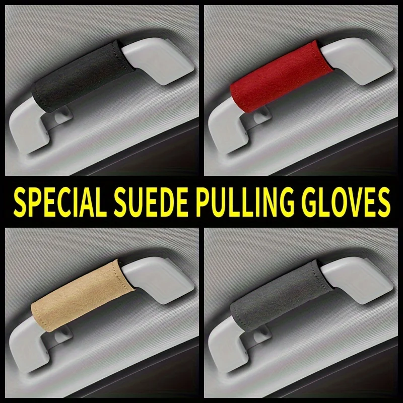 2pcs Universal Car Handle Flap Faux Leather Protective Cover Car Roof Handle Rest Handle Cover