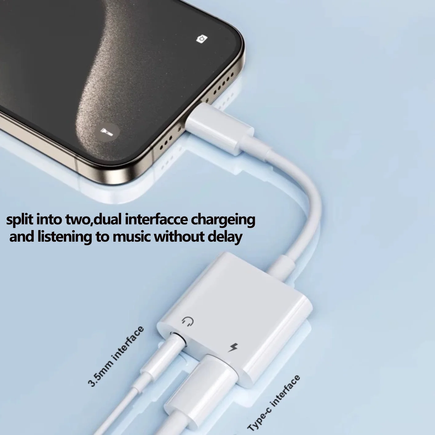 Rozgałęźnik 2 w 1 AUX typu C na 3,5 mm USB C OTG Adapter do iPhone 15 Pro Max Złącze USB typu C na gniazdo typu C Audio 60 W Szybkie ładowanie