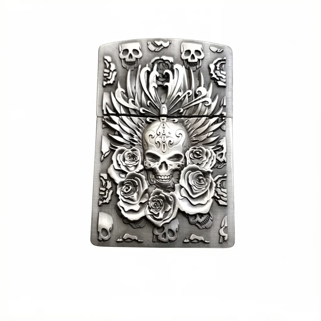 DIY Metal Badge Sticker Decoration Parts Accessories Carving Skull Heads For ZP Zorro Lighters