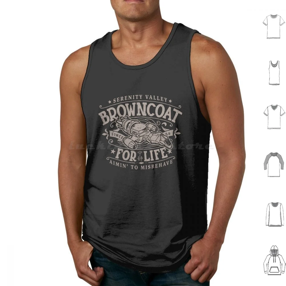 Browncoat For Life-Firefly-Serenity Tank Tops Print Cotton Serenity Firefly Browncoat Geek Tv Space Life Brown Geeky Show